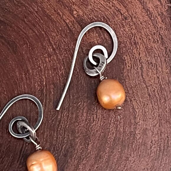 Silpada Copper Pearl Earrings in Sterling silver jewelry W1431 Retired - Picture 8 of 10
